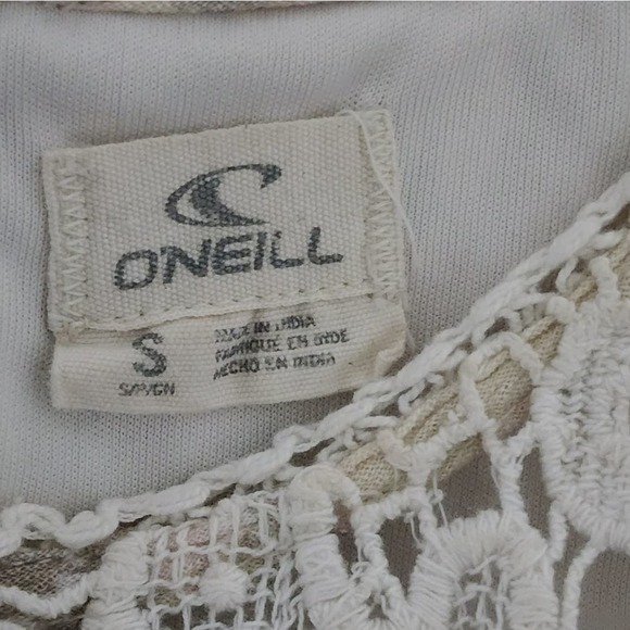 O’Neill Women’s Size‎ Small Sleeveless Off-White Floral Rayon Dress Edwardian - Picture 9 of 9